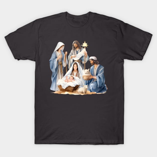 Watercolor Nativity Scene T-Shirt by nomanians